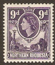 Northern Rhodesia 1953 9d Violet. SG69.